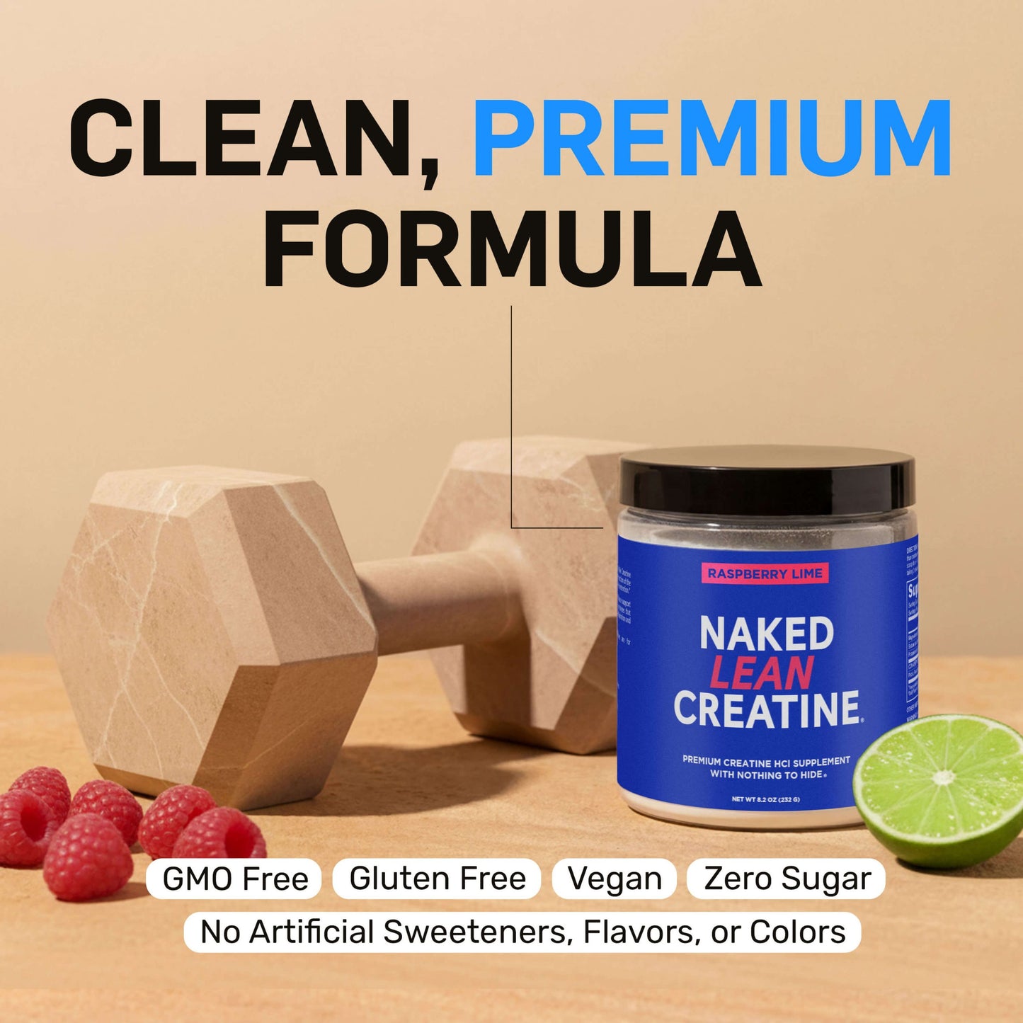 Raspberry Lime Creatine HCl Powder - Raspberry Lime for Straightforward Workout Nutrition