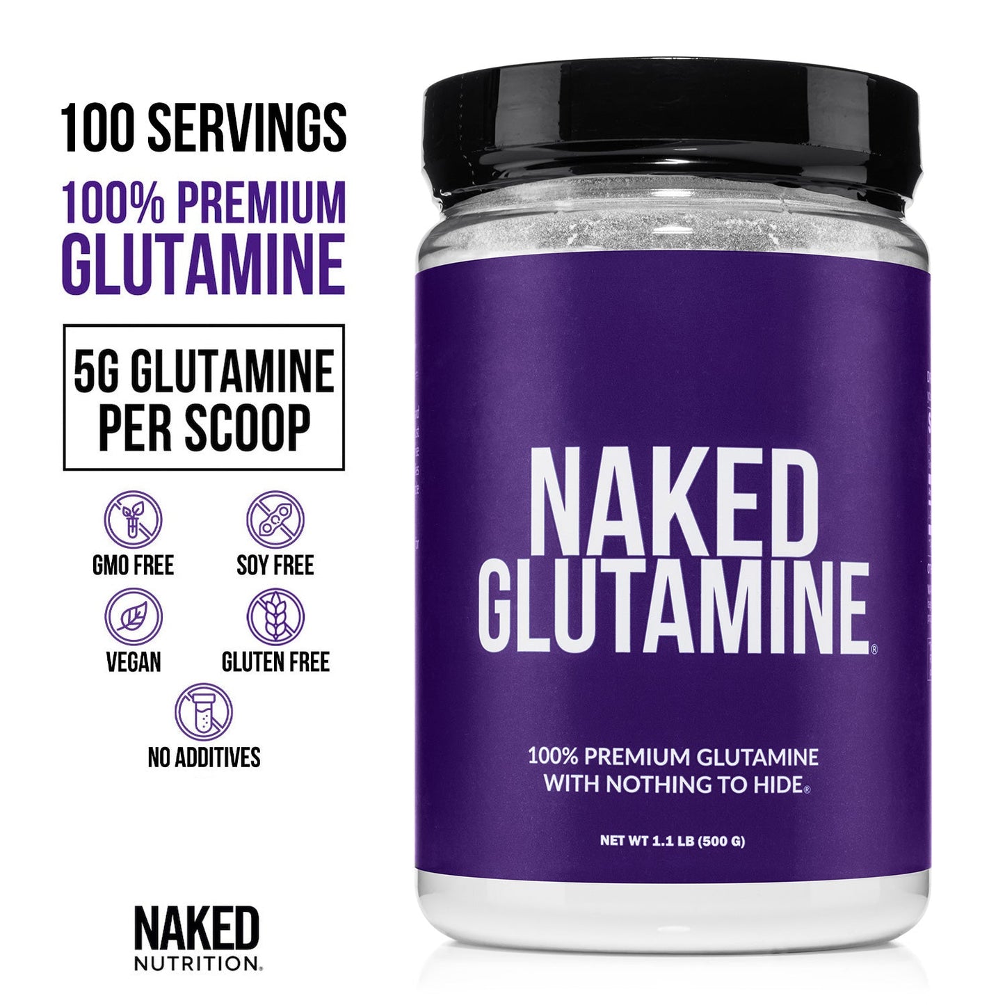 Glutamine Powder - 1.1LB for Straightforward Workout Nutrition