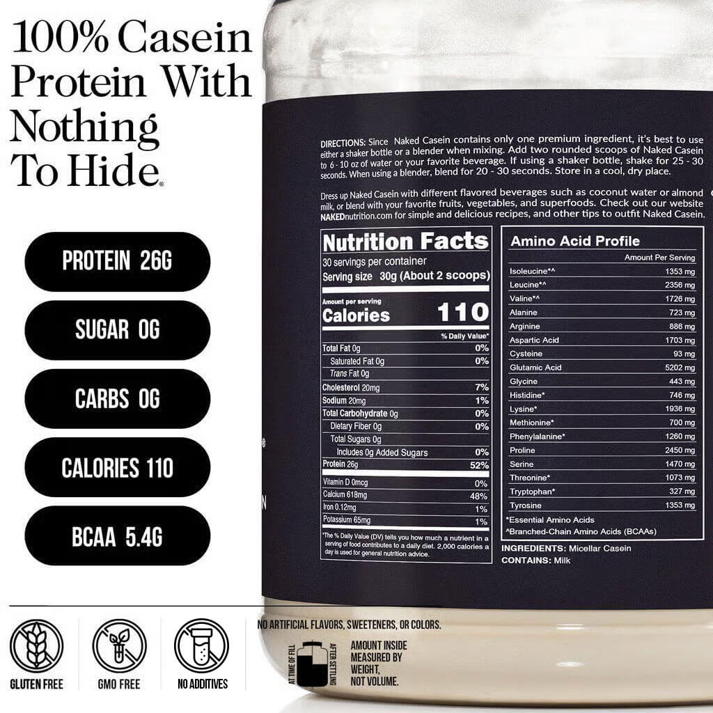 Micellar Casein Protein Powder - Unflavored - Standard Size for Simple Daily Protein Routines