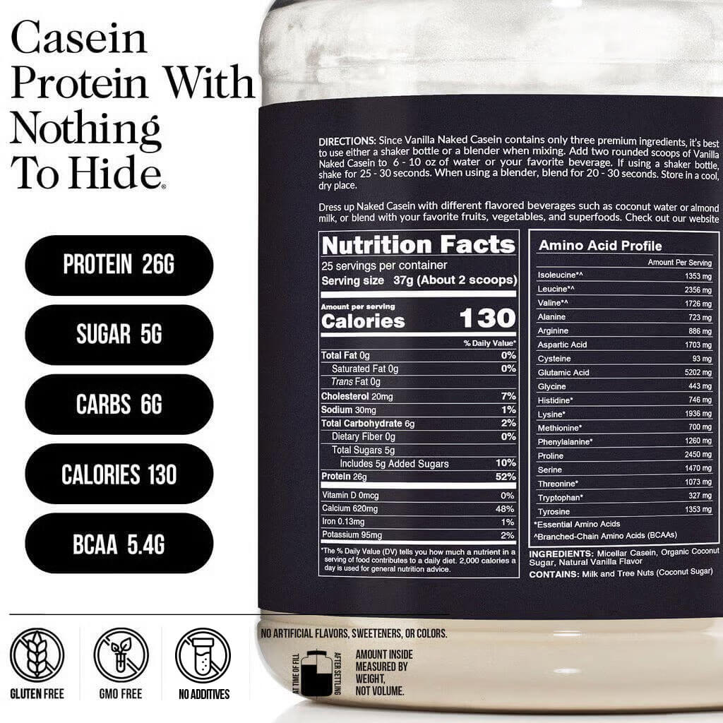 Vanilla Casein Protein Powder - Vanilla - Standard Size for Simple Daily Protein Routines