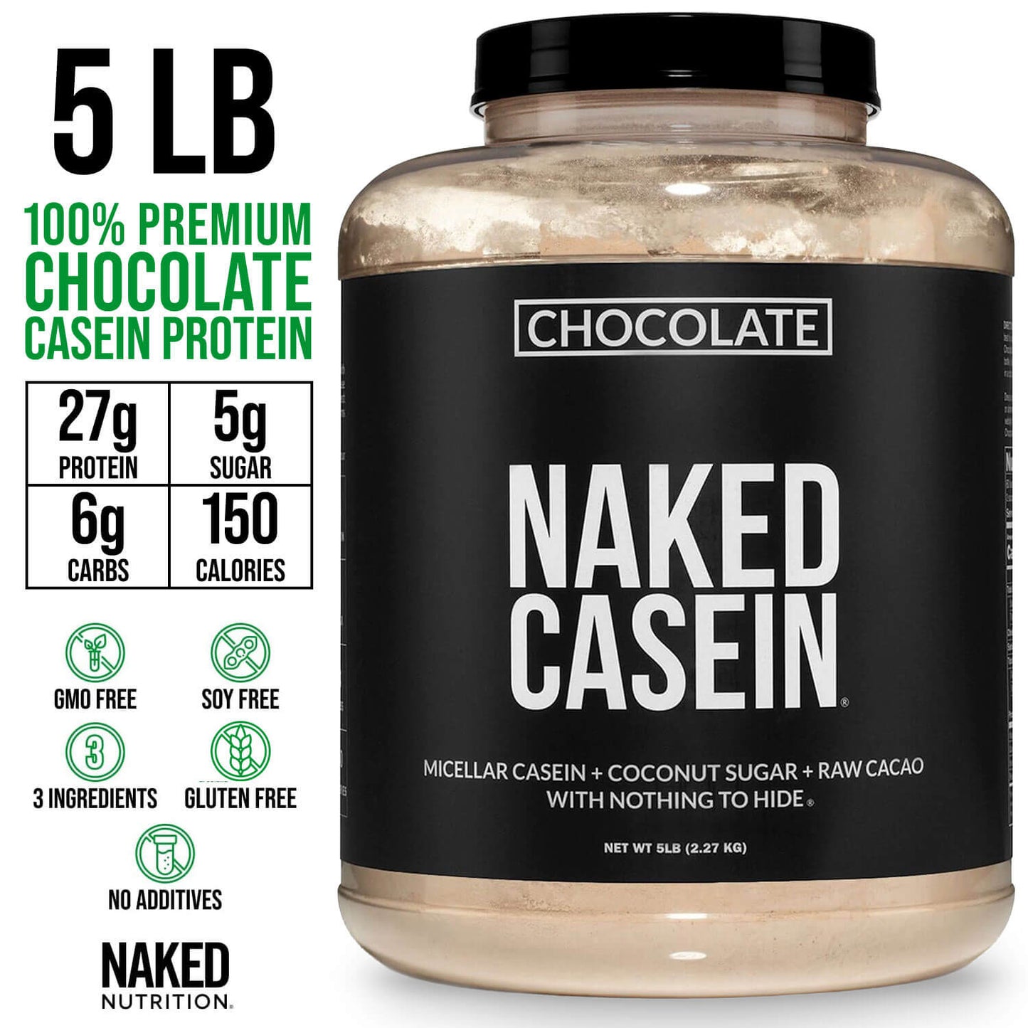 Chocolate Casein Protein Powder - 5LB - Chocolate for Simple Daily Protein Routines