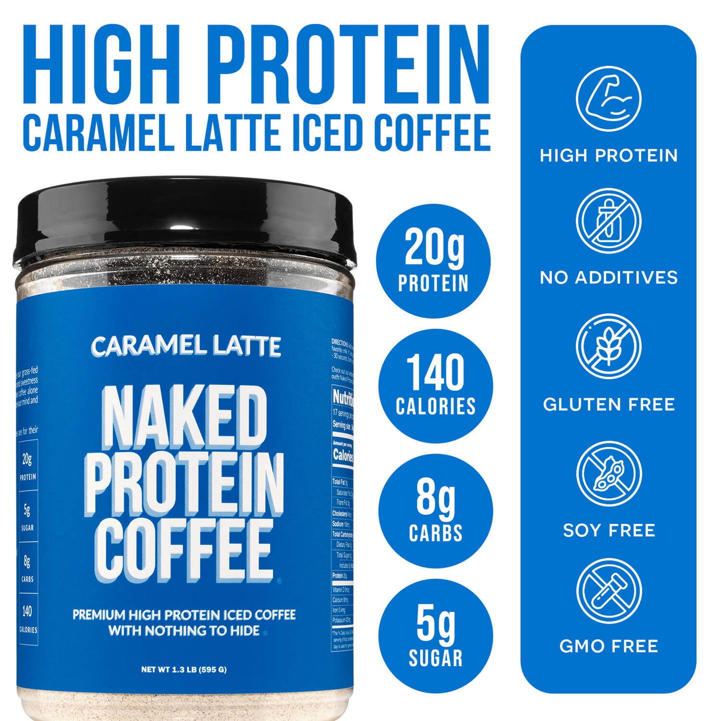 Caramel Latte Protein Iced Coffee - Caramel Latte for Simple Coffee and Protein Mixing