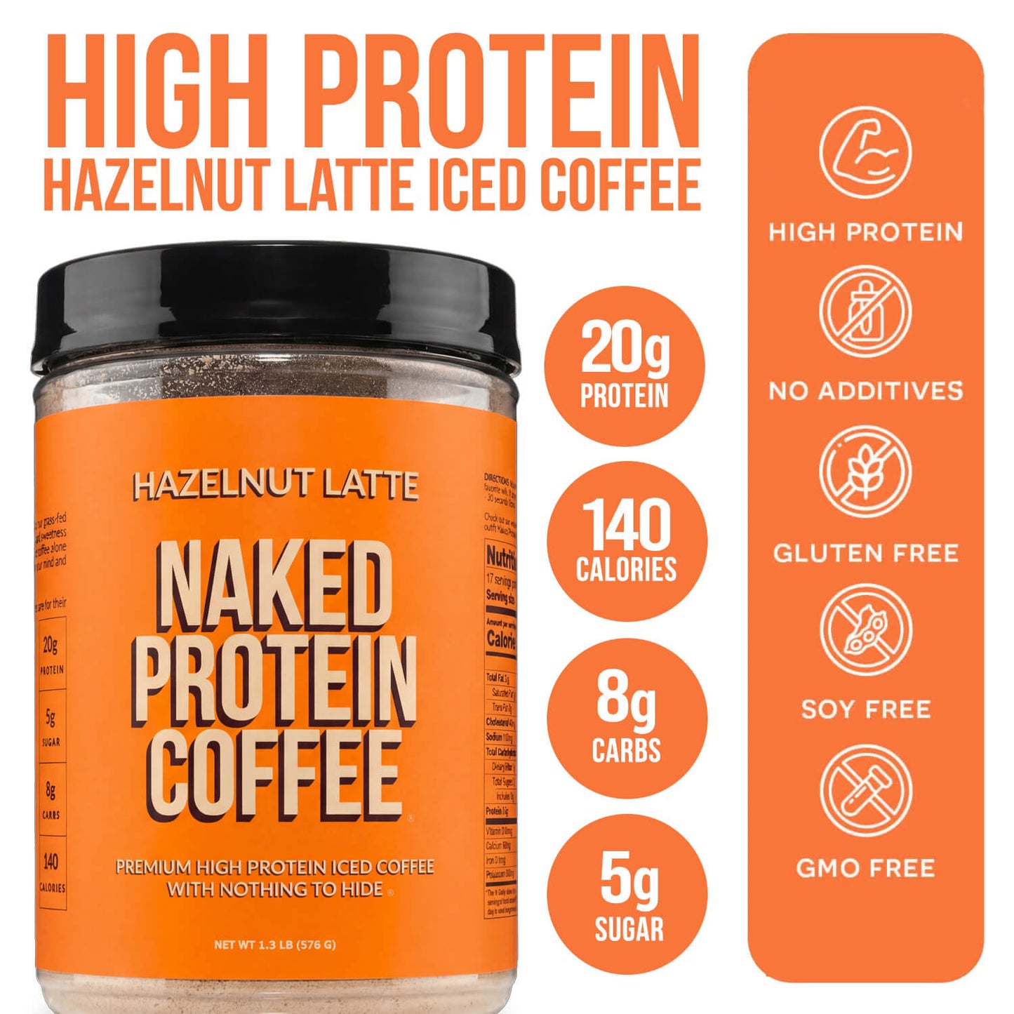 Hazelnut Latte Protein Iced Coffee - Hazelnut Latte for Simple Coffee and Protein Mixing