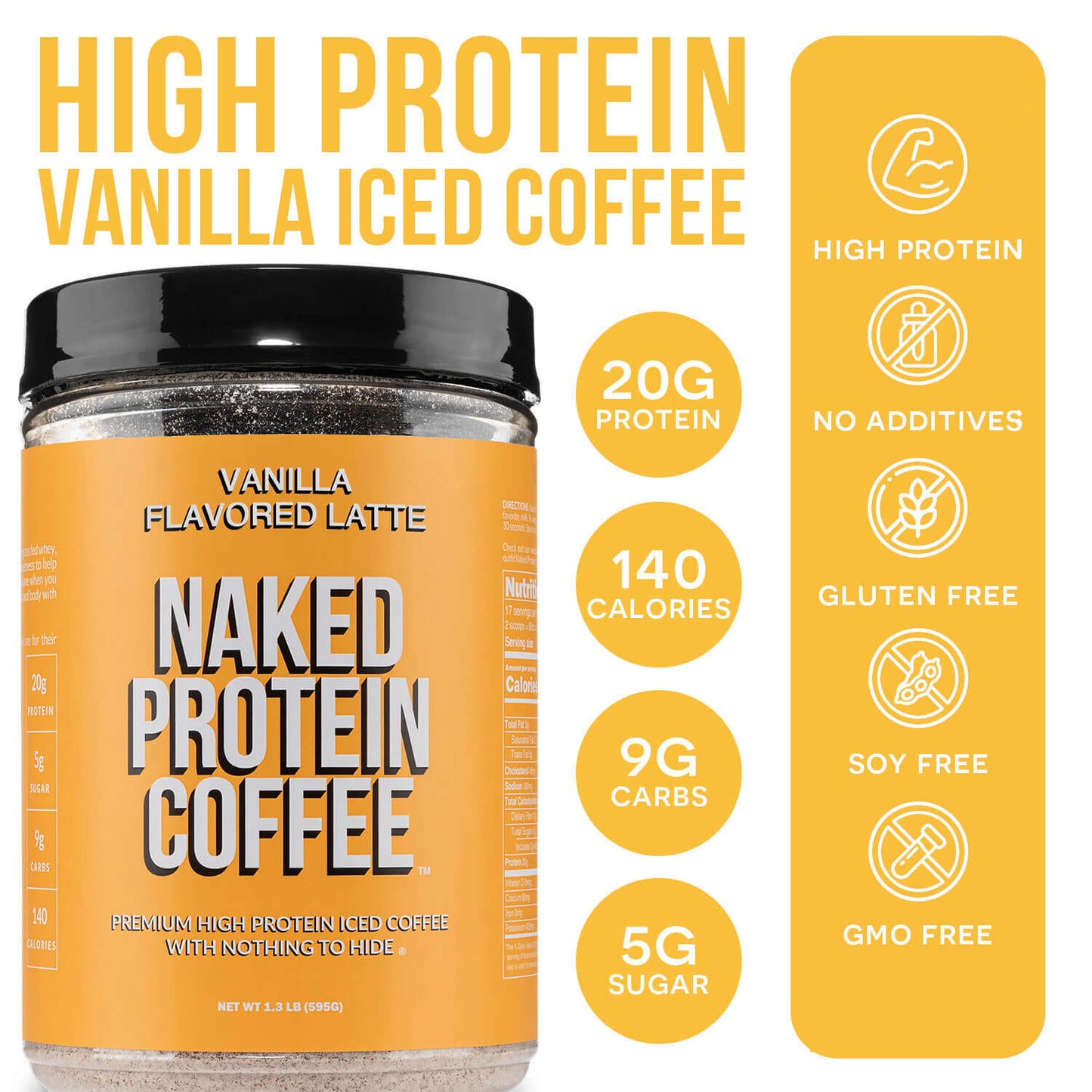 Vanilla Latte Protein Iced Coffee - Vanilla Latte for Simple Coffee and Protein Mixing