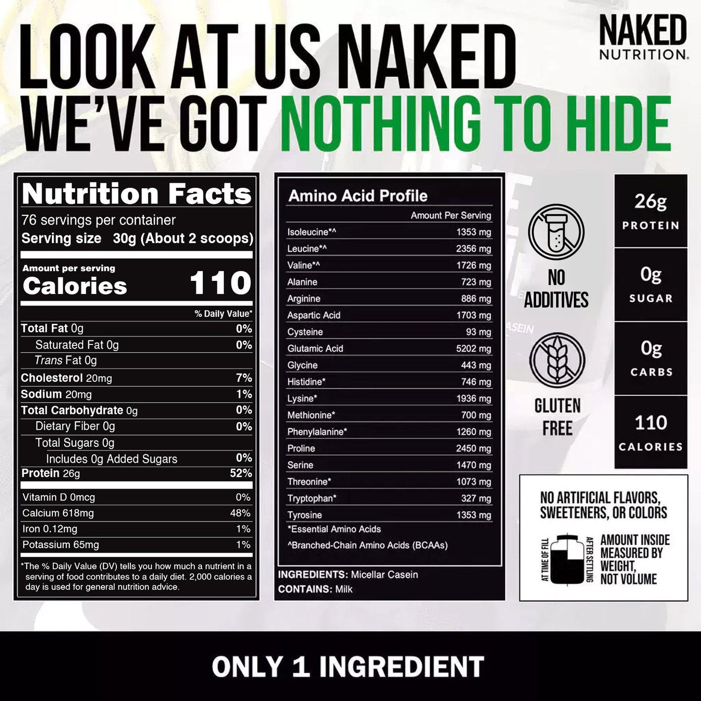 Micellar Casein Protein Powder - Unflavored - Value Size for Simple Daily Protein Routines