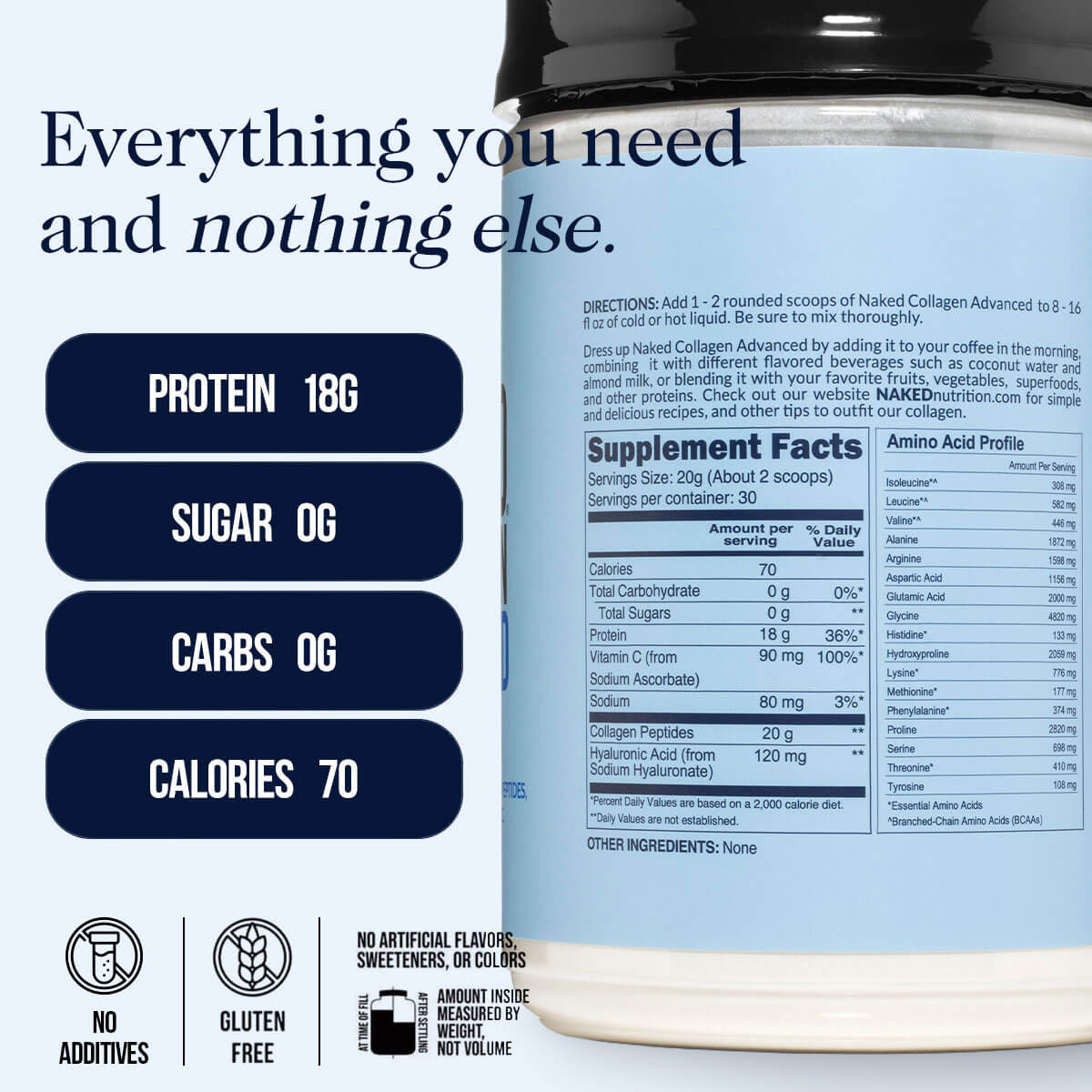 Collagen Peptides with Hyaluronic Acid - Advanced Collagen Peptides for Convenient Collagen Drinks and Recipes