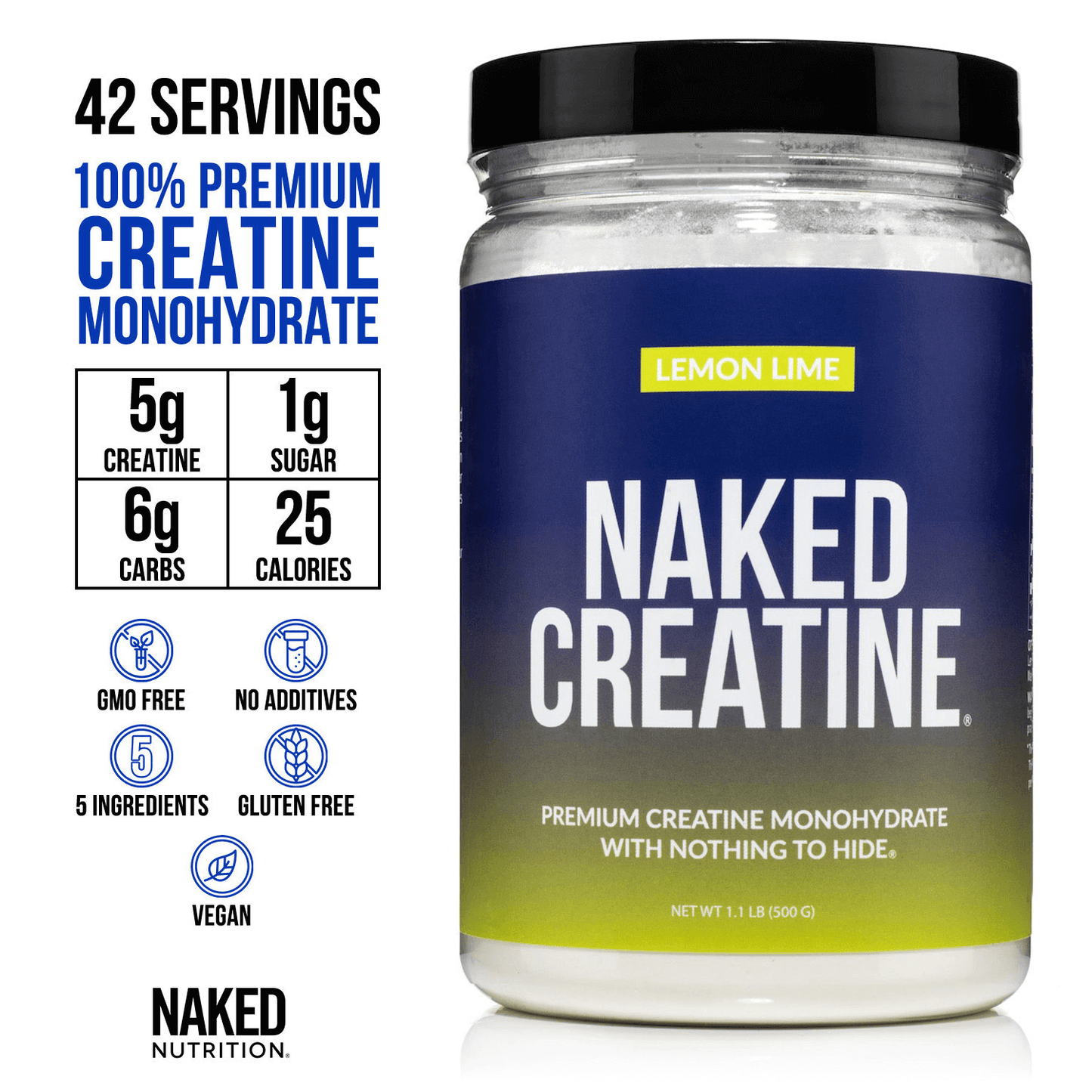 Lemon Lime Creatine Monohydrate Powder - Lemon Lime for Straightforward Workout Nutrition