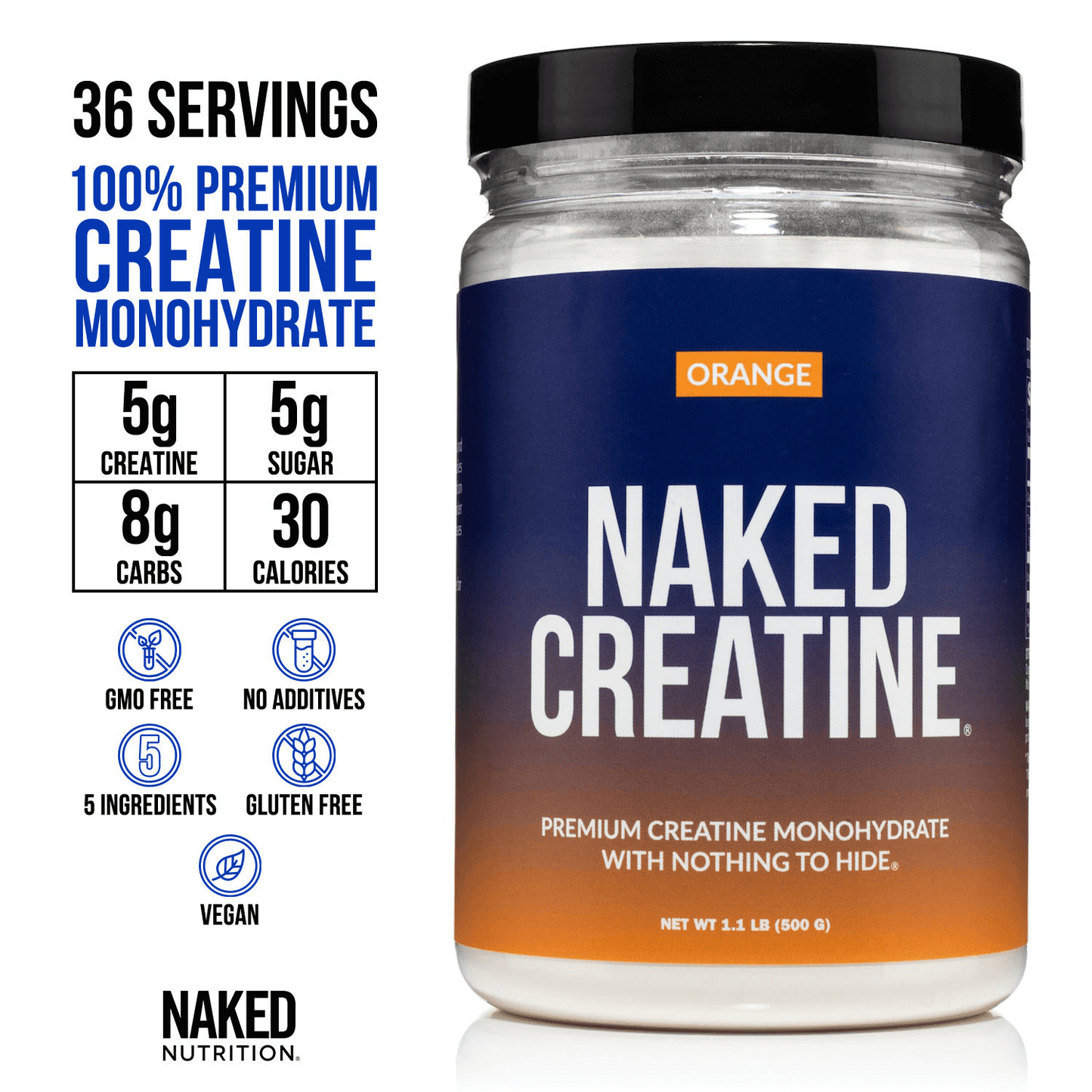 Orange Creatine Monohydrate Powder - Orange for Straightforward Workout Nutrition