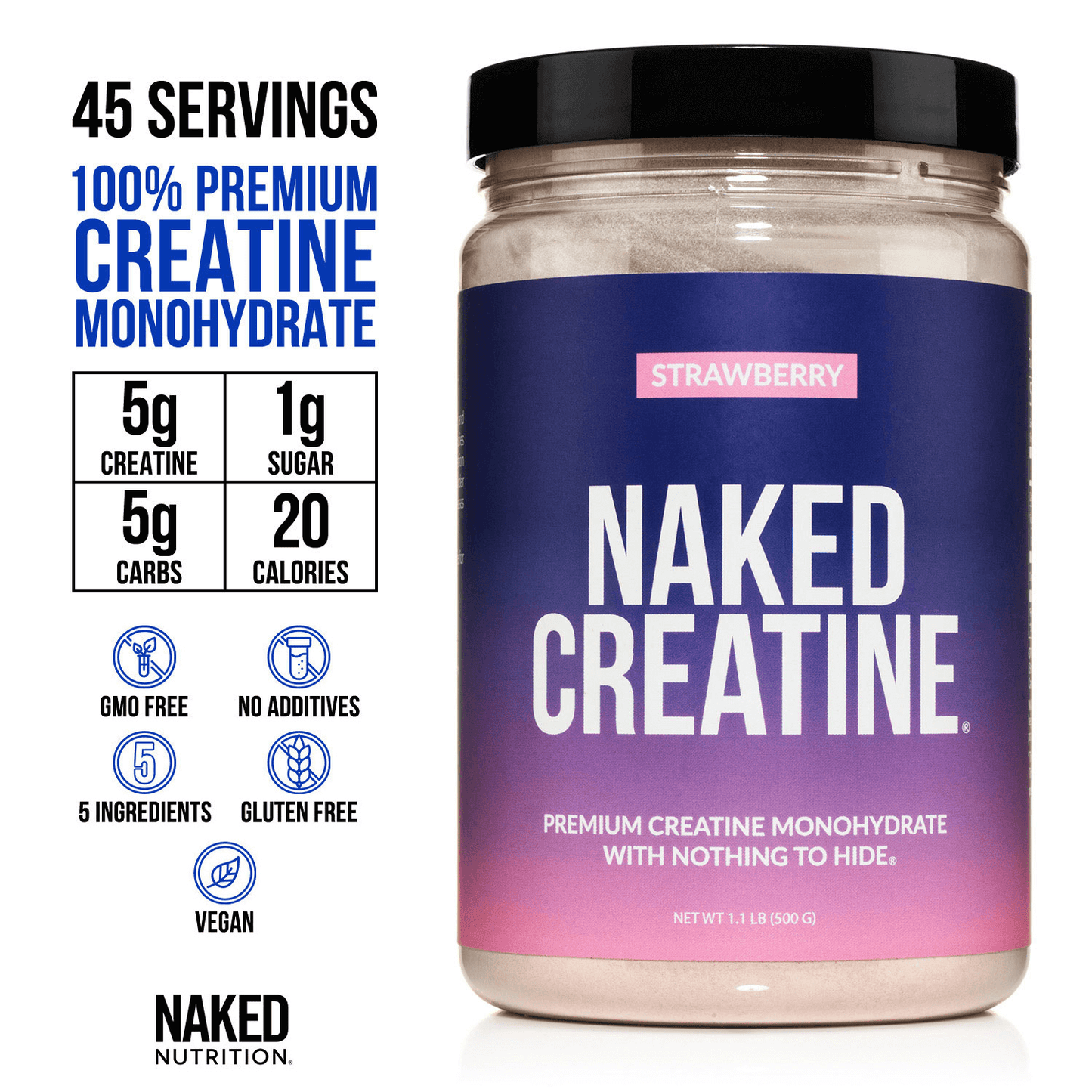 Strawberry Creatine Monohydrate Powder - Strawberry for Straightforward Workout Nutrition