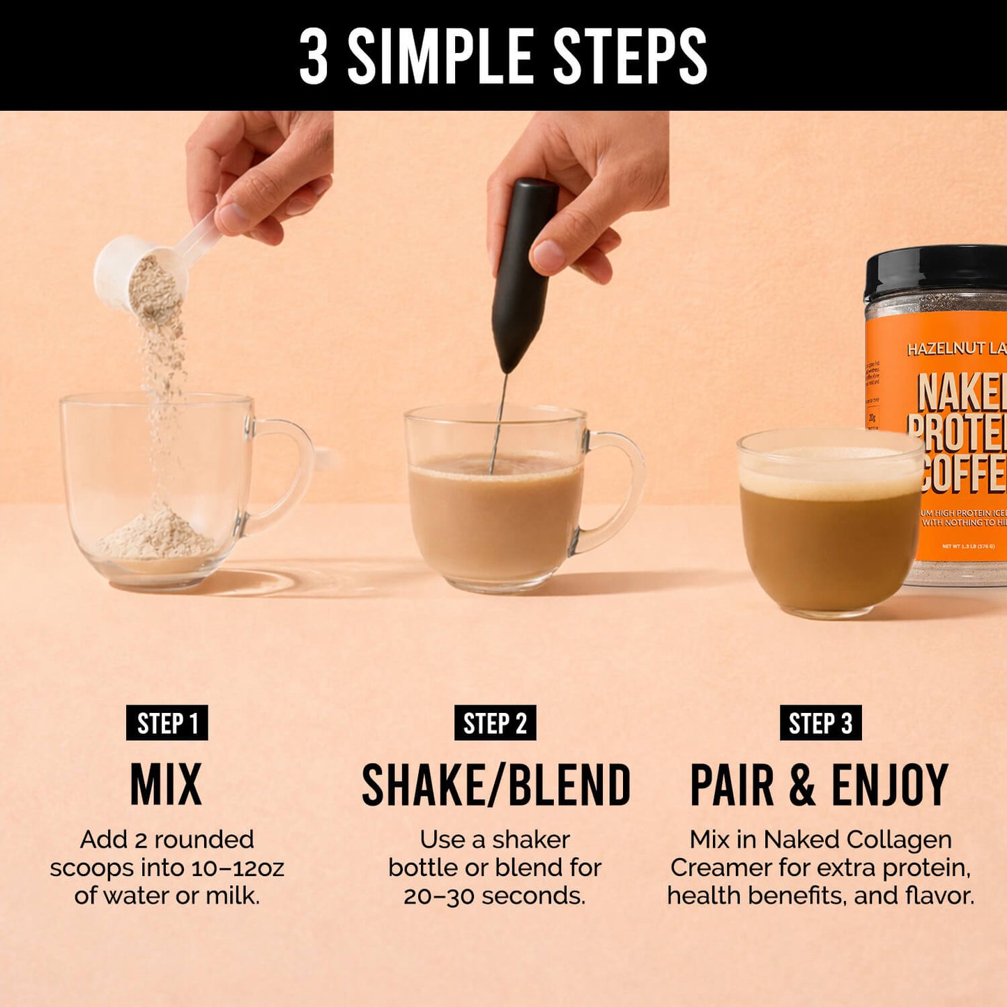 Hazelnut Latte Protein Iced Coffee - Hazelnut Latte for Simple Coffee and Protein Mixing