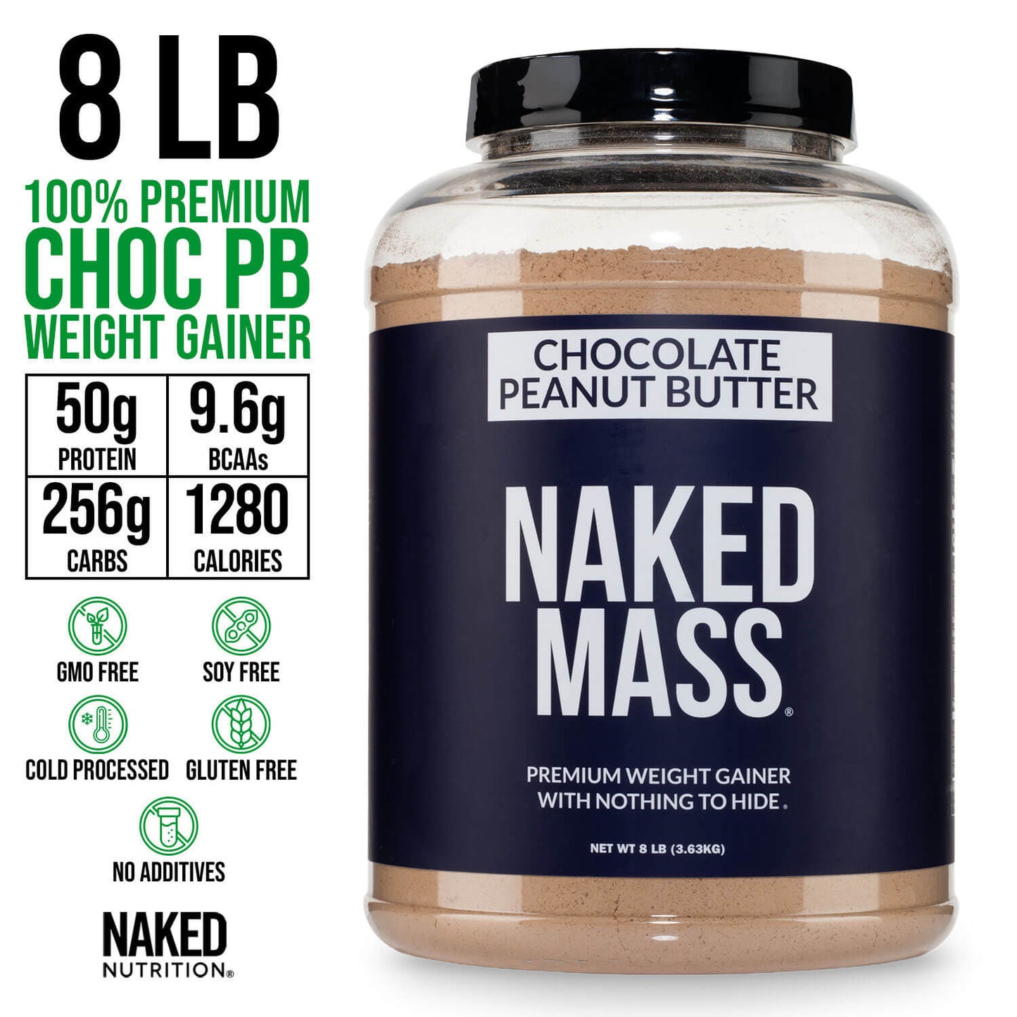 Chocolate Peanut Butter Mass Gainer Protein Supplement - Chocolate PB Made for Simple High-Calorie Drink Routines