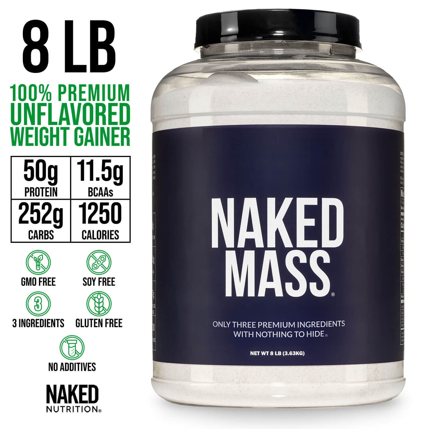 Mass Gainer Protein Supplement - Unflavored Made for Simple High-Calorie Drink Routines