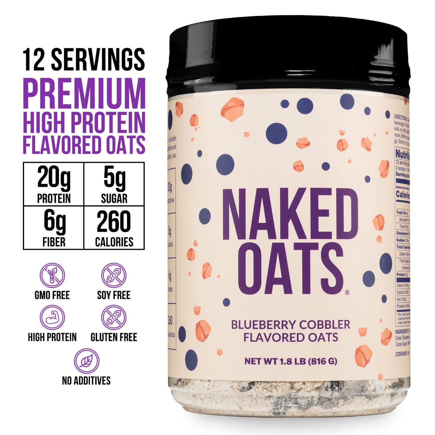 Blueberry Cobbler Protein Oats - Blueberry Cobbler with a Flavorful, Easy-Prep Oat Blend