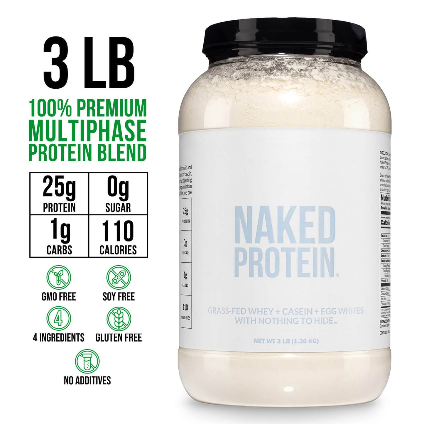 Protein Powder Blend - 3LB Egg Whey & Casein Protein Blend - 3LB for Simple Daily Protein Routines