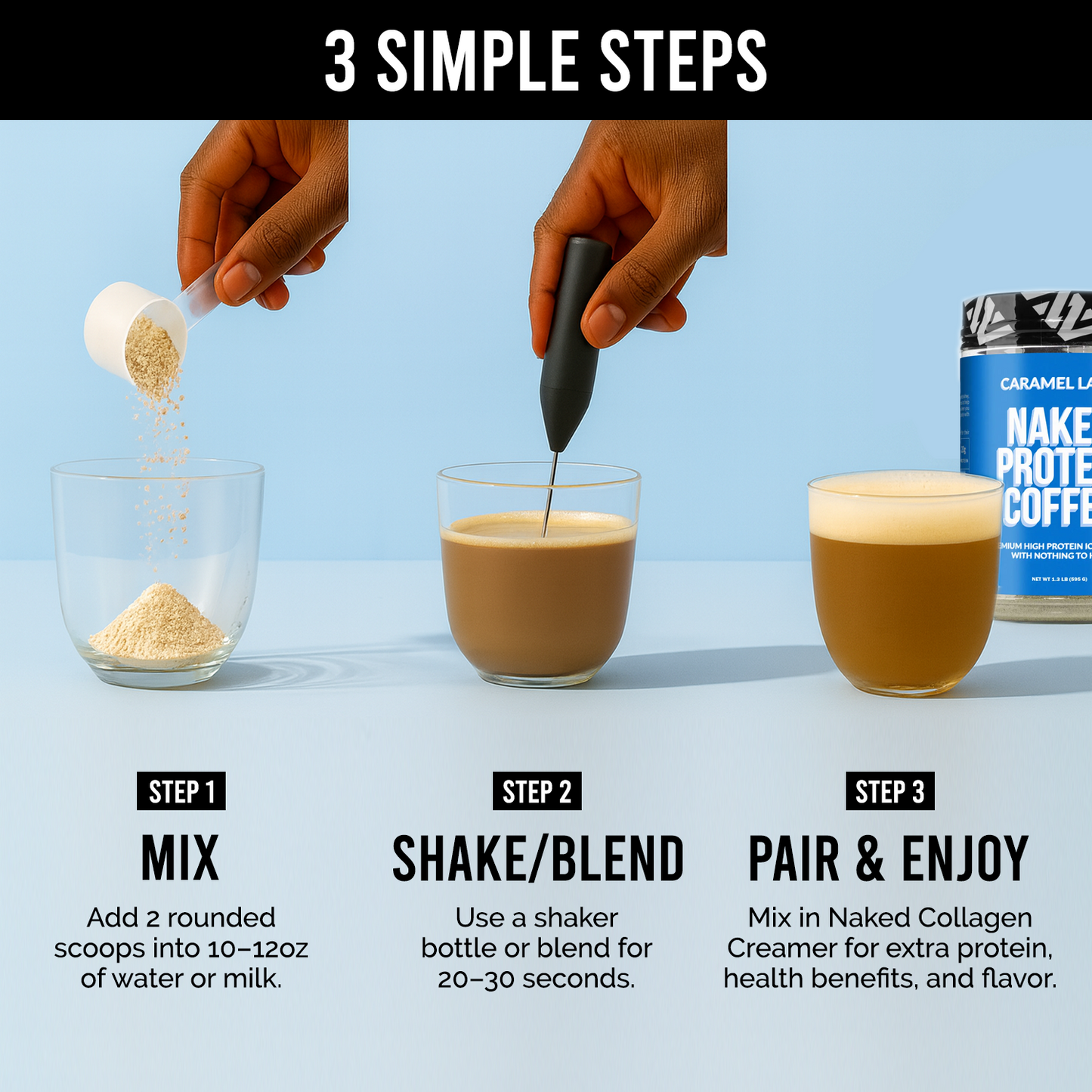 Caramel Latte Protein Iced Coffee - Caramel Latte for Simple Coffee and Protein Mixing