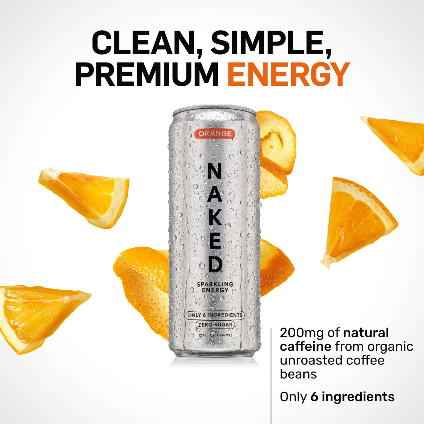 Orange Naked Sparkling Energy - Orange for Simple Protein Drink Preparation