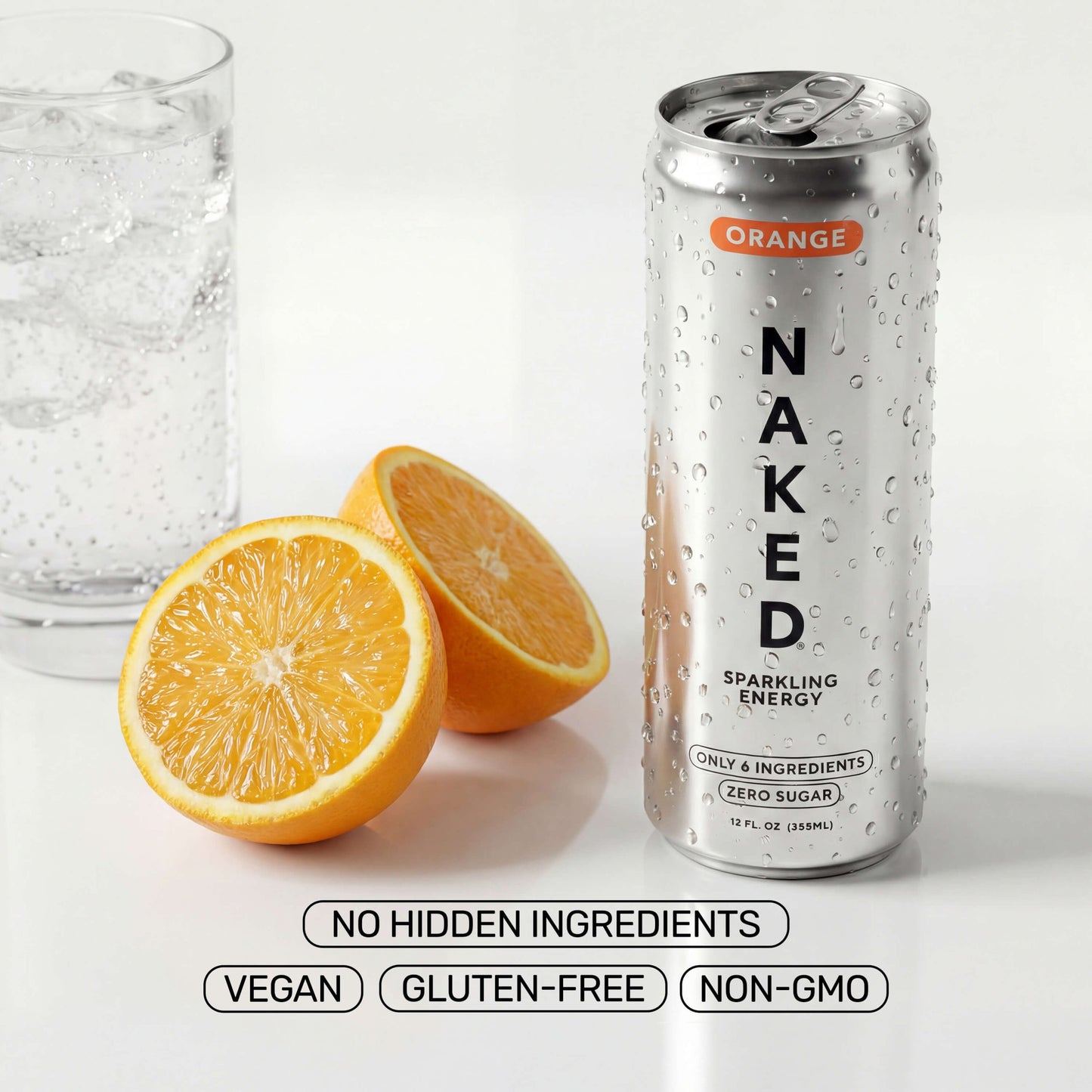 Orange Naked Sparkling Energy - Orange for Simple Protein Drink Preparation