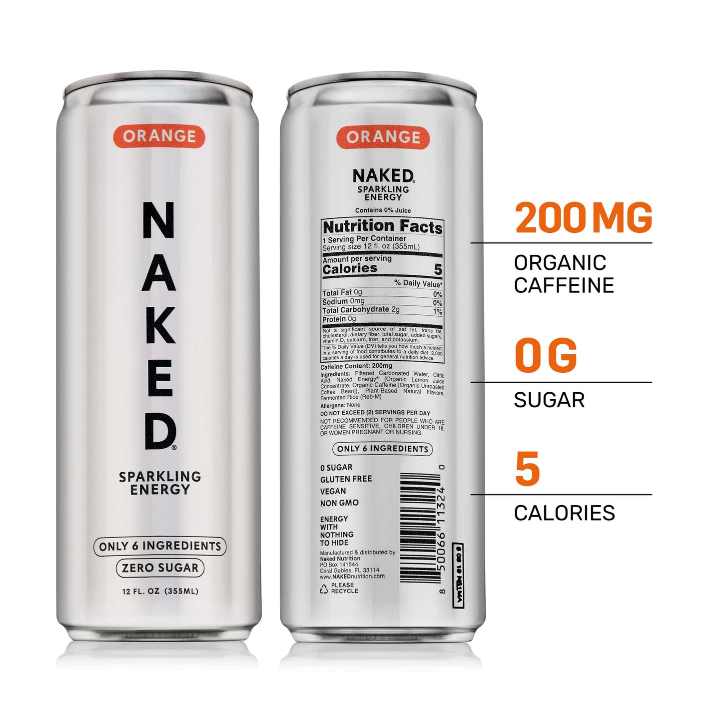 Orange Naked Sparkling Energy - Orange for Simple Protein Drink Preparation