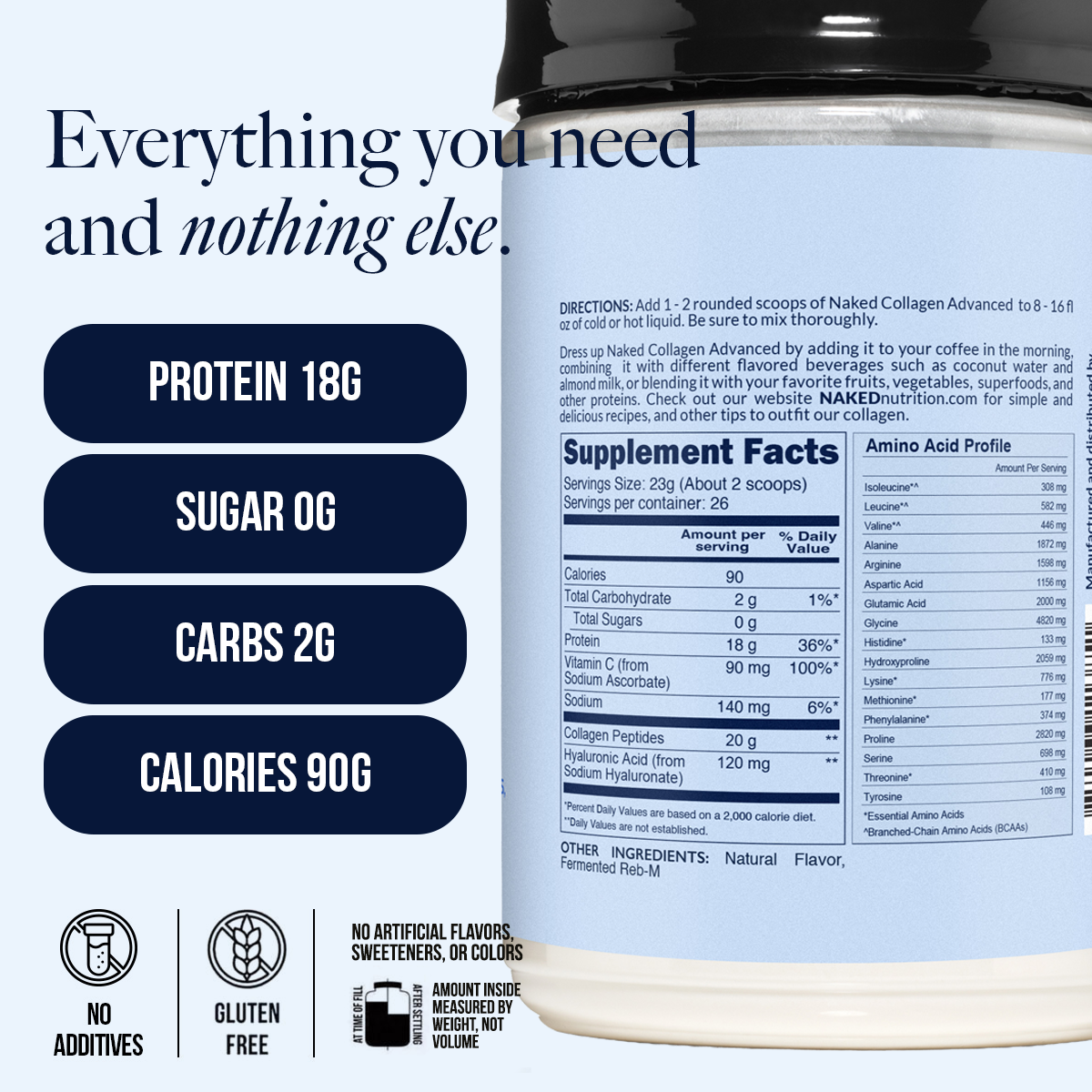 Vanilla Collagen Peptides with Hyaluronic Acid - Vanilla Advanced Collagen Peptides with a Versatile Format