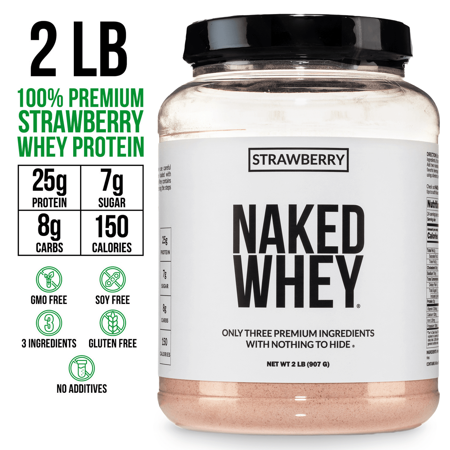 Strawberry Whey Protein Powder - Strawberry - Standard Size for Simple Daily Protein Routines