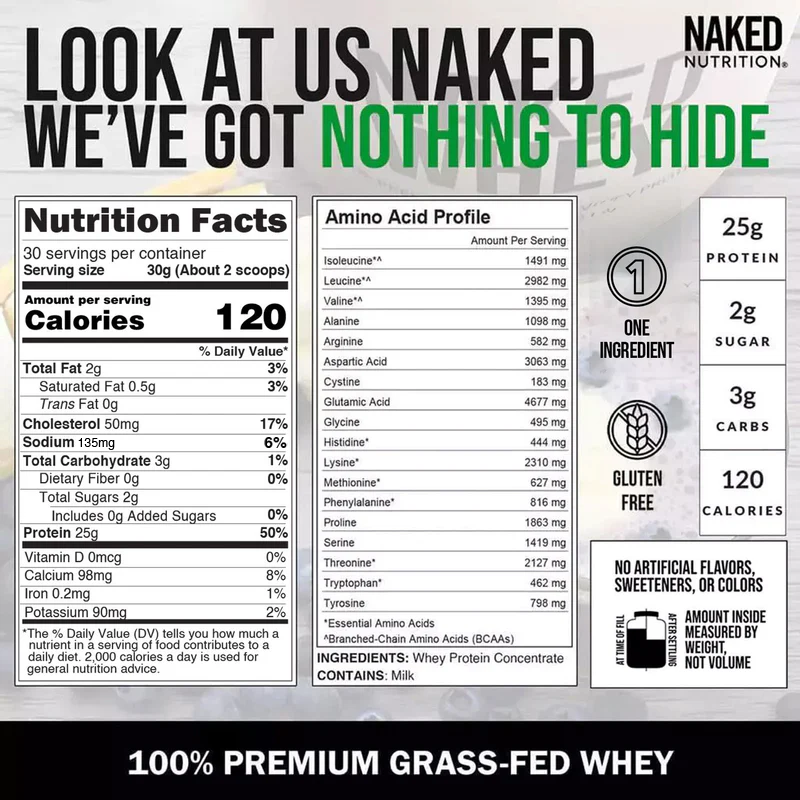 Grass Fed Whey Protein Powder - Unflavored - Standard Size for Simple Daily Protein Routines