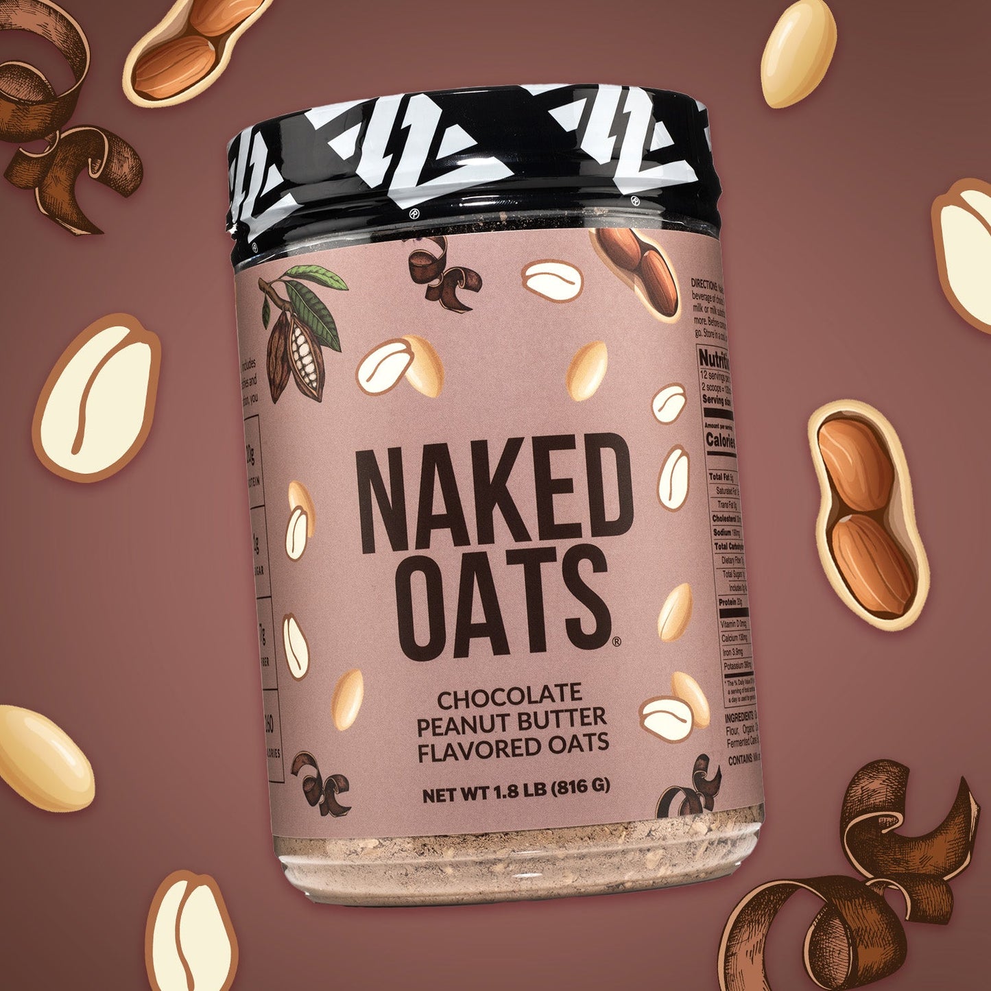 Chocolate Peanut Butter Protein Oats - Chocolate Peanut Butter with a Flavorful, Easy-Prep Oat Blend