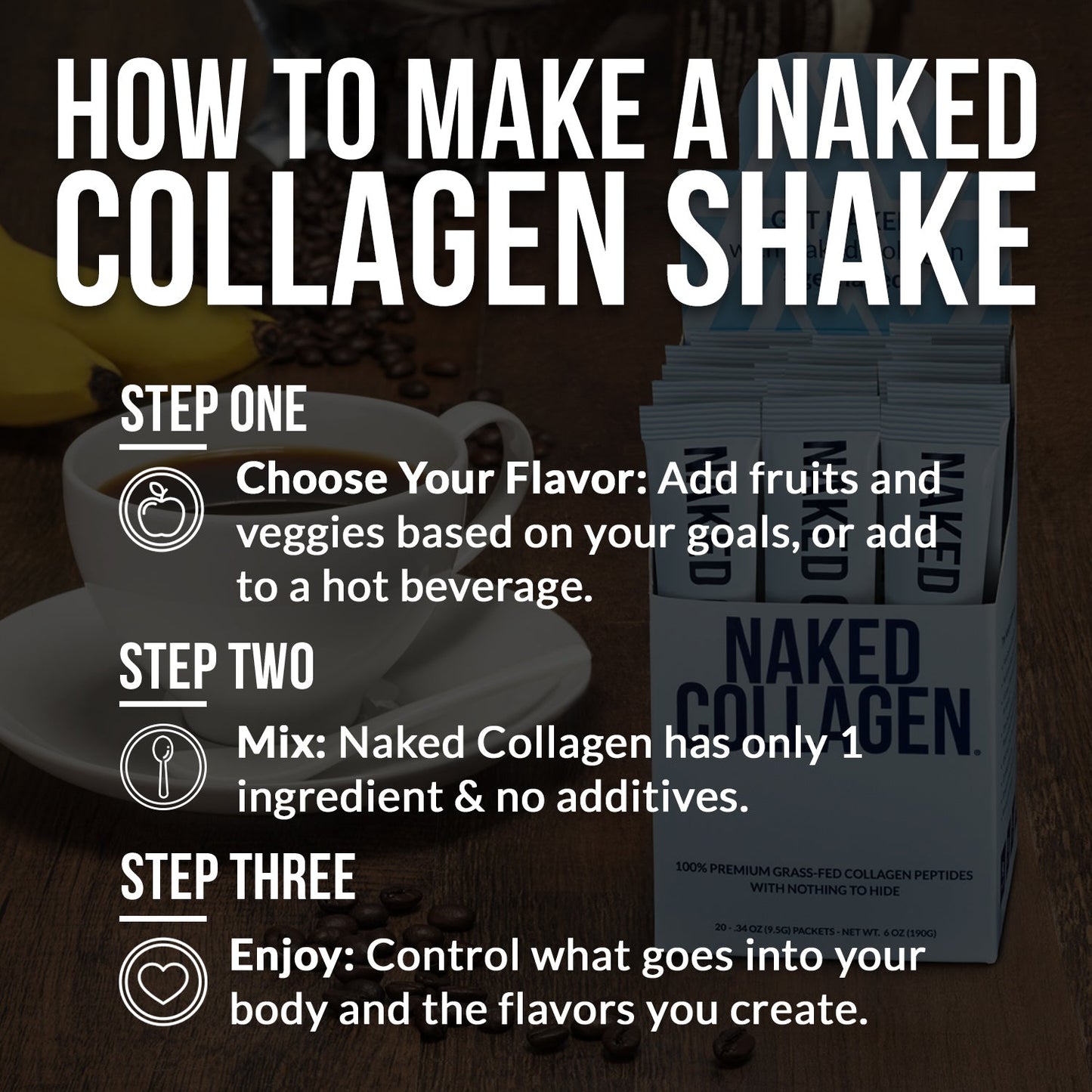 Collagen Peptides Packets - Stick Packs for Convenient Collagen Drinks and Recipes