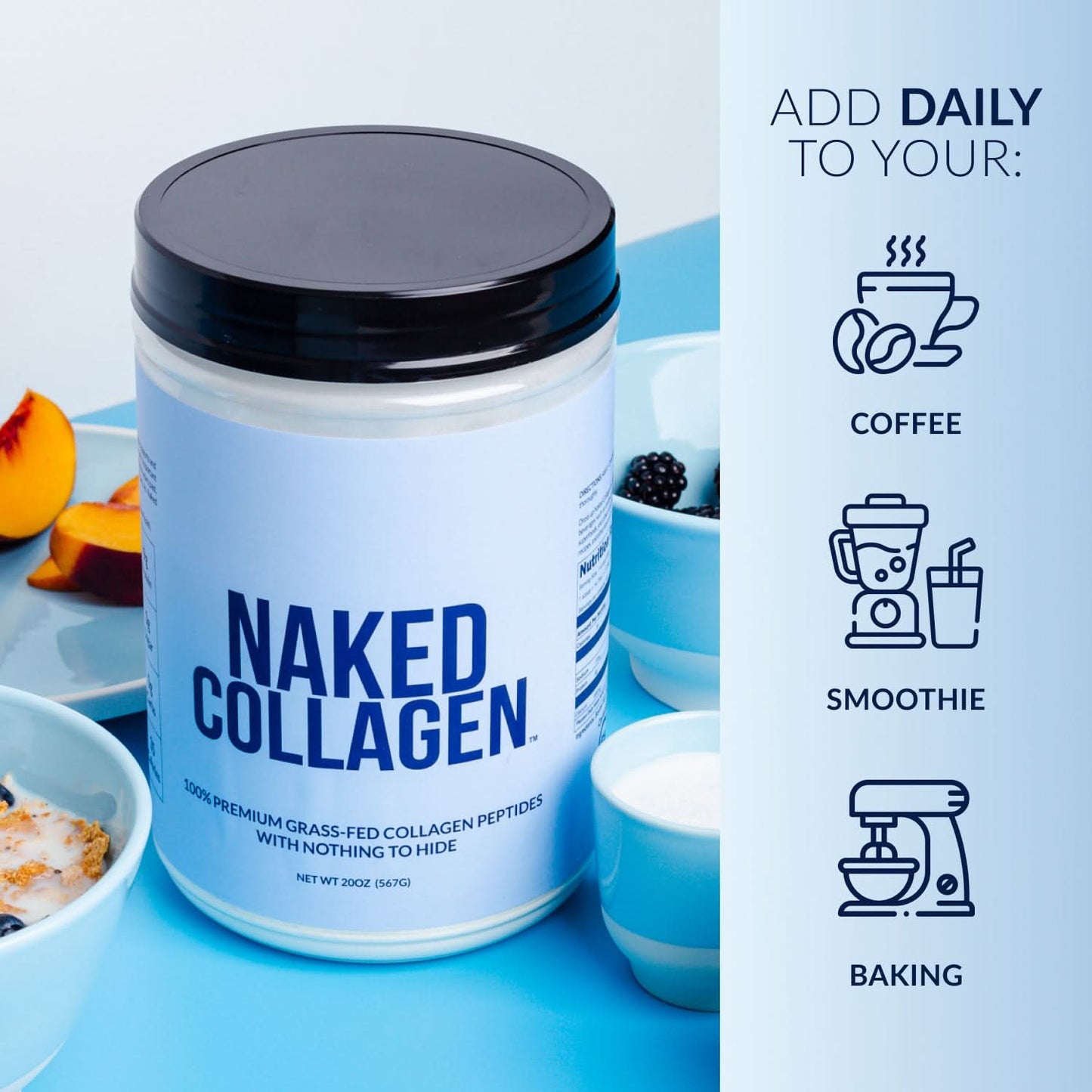 Collagen Peptides with Hyaluronic Acid - Advanced Collagen Peptides for Convenient Collagen Drinks and Recipes