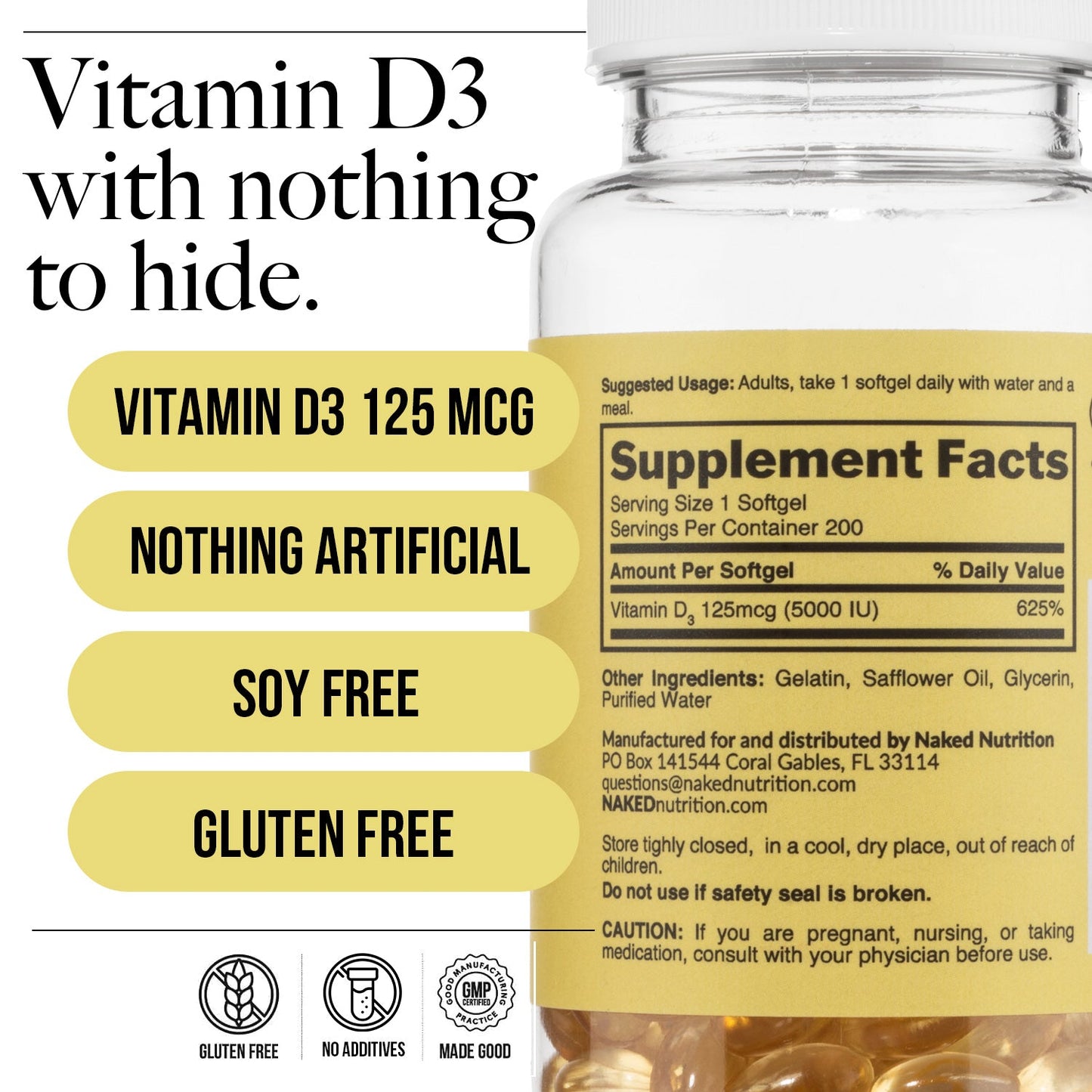 Daily Vitamin D3 Supplement - Vitamin D3 with a Simple, Straightforward Formula