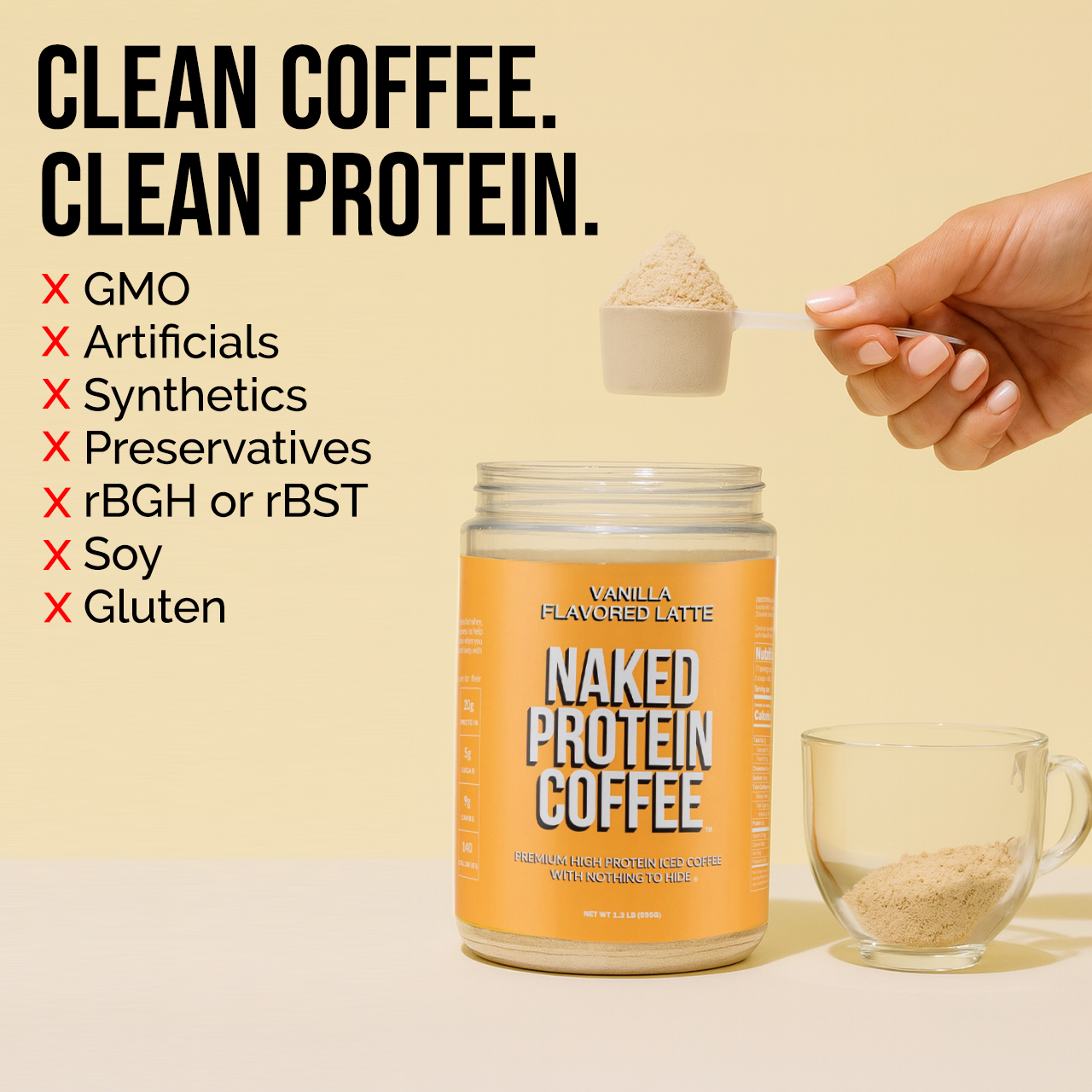 Vanilla Latte Protein Iced Coffee - Vanilla Latte for Simple Coffee and Protein Mixing