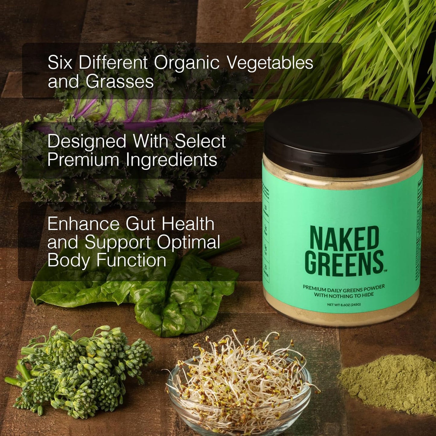 Organic Greens, Prebiotic & Probiotic Powder with a Straightforward, Versatile Formula